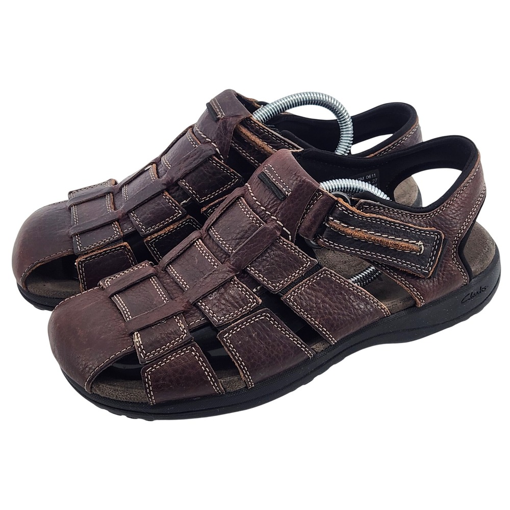 Clarks Leather Fisherman Sandals Mens 10M Brown Comfort‎ Sport Shoes